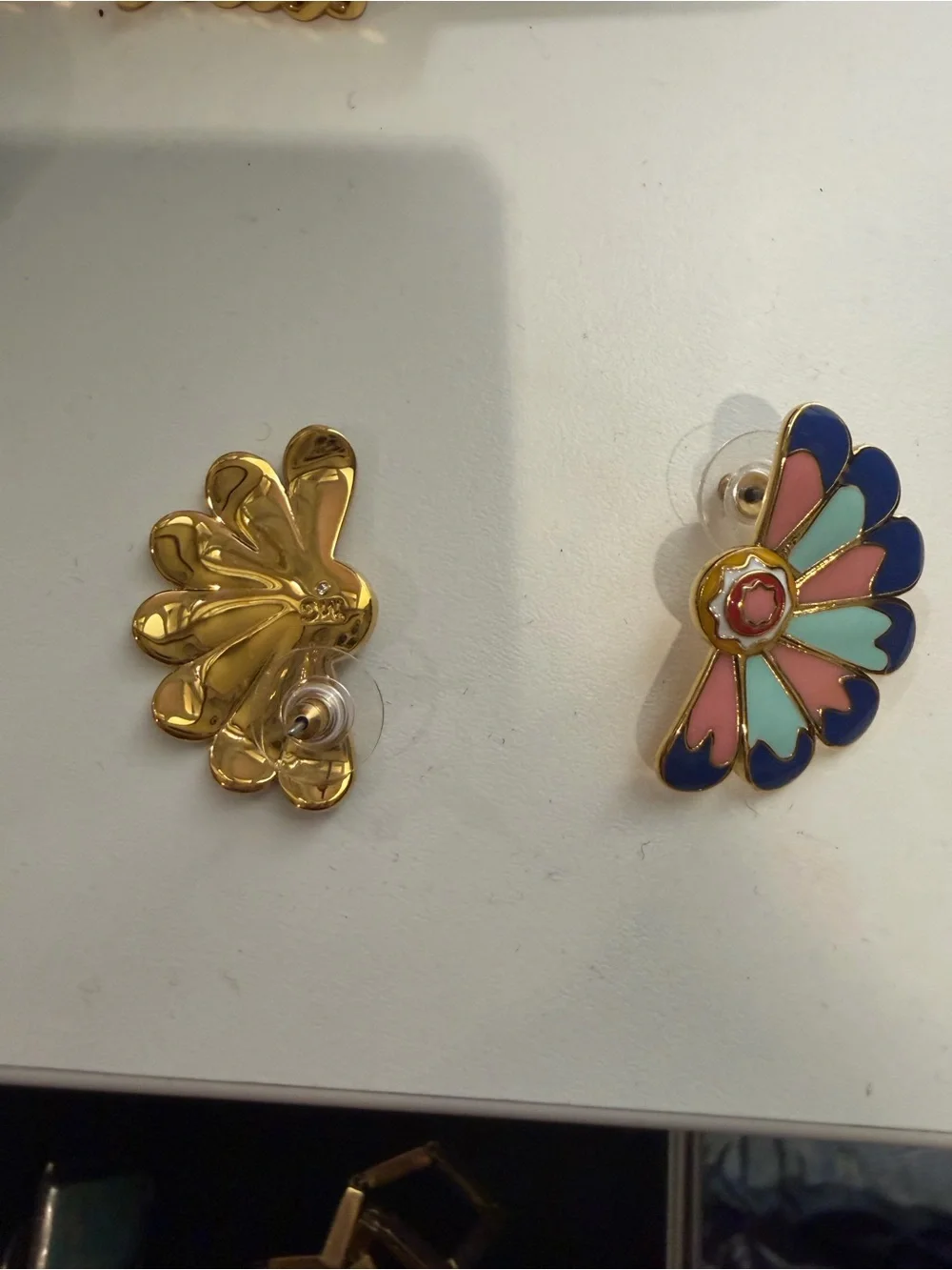 Mignonne Gavigan Pastel Fan Enamel Stud Earrings - Navy, Pink, Mint, Coral